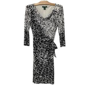 Lauren Ralph Lauren | Dress Knee Length Black White Stretch Classic- Size 4